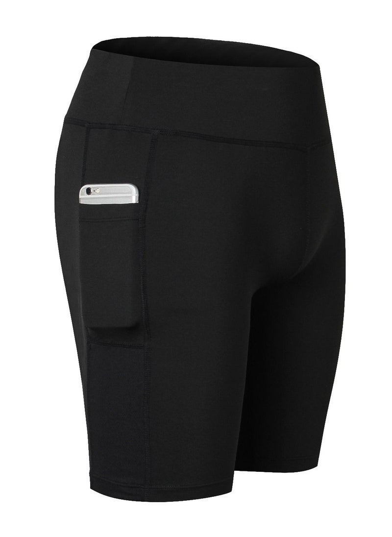 Loquat Women Quick Dry Breathable Elastic Shorts Black  - Image 1
