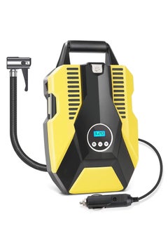 SUCITY Auto Stop Tire Inflator, Digital Pressure Gauge Air Compressor, Portable Air Pump for Cars or Bicycles, Fast Inflation Tire Pump with LED Light  - Image 1