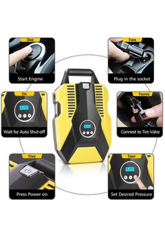 SUCITY Auto Stop Tire Inflator, Digital Pressure Gauge Air Compressor, Portable Air Pump for Cars or Bicycles, Fast Inflation Tire Pump with LED Light  - Image 3