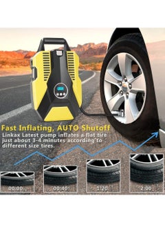 SUCITY Auto Stop Tire Inflator, Digital Pressure Gauge Air Compressor, Portable Air Pump for Cars or Bicycles, Fast Inflation Tire Pump with LED Light  - Image 4