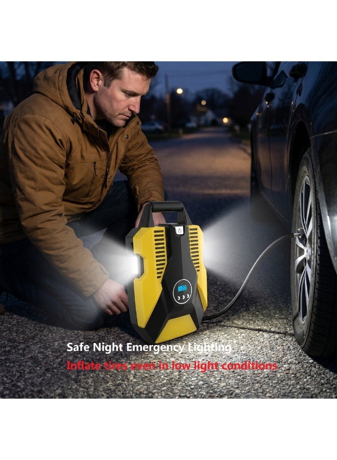 SUCITY Portable 12V Digital Tire Inflator Pump, Auto Shut-Off Air Compressor with LCD Pressure Gauge, Fast Car Tire Pump with LED Light for Emergency Use - Image 5