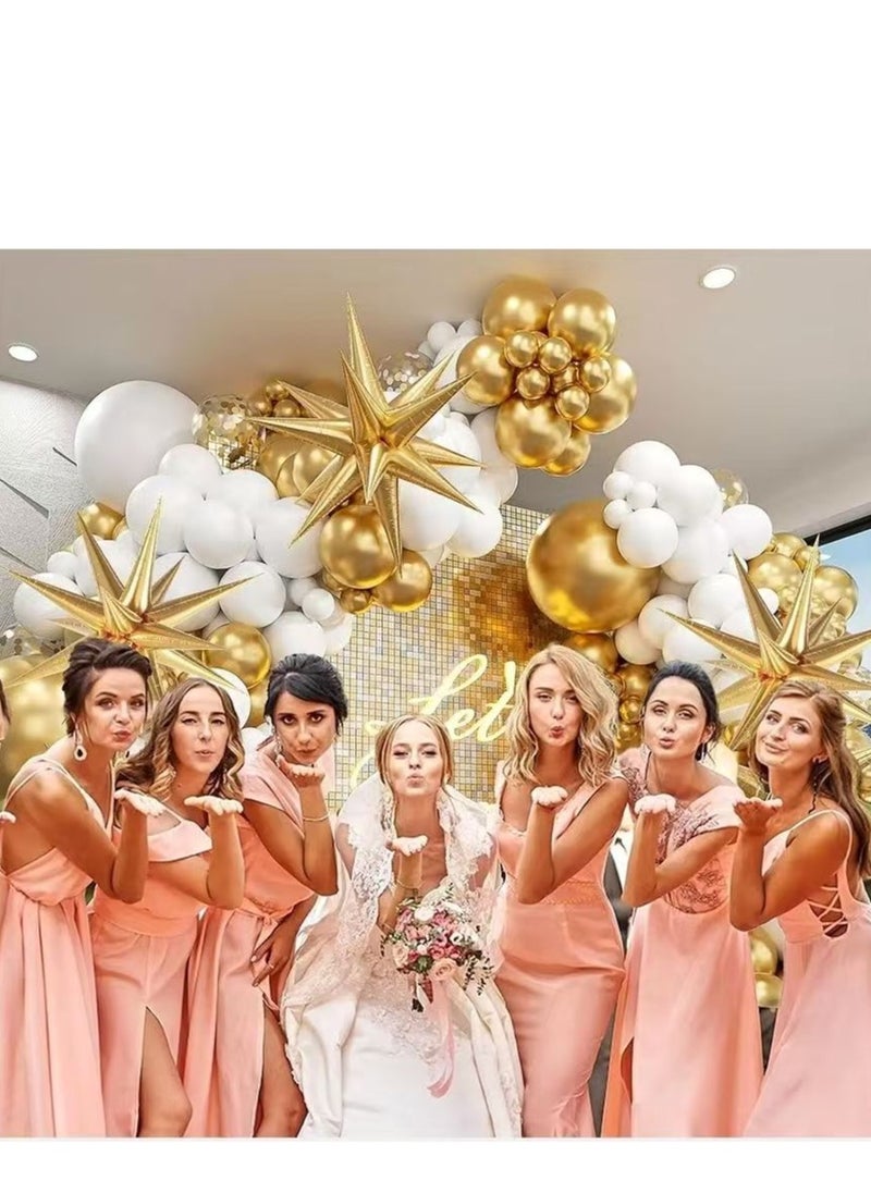 125Piece White & Gold Balloon Garland Arch Kit, Latex Balloons for Graduation Birthday Party Decorations, Anniversary Celebration Event Supplies  - Image 3