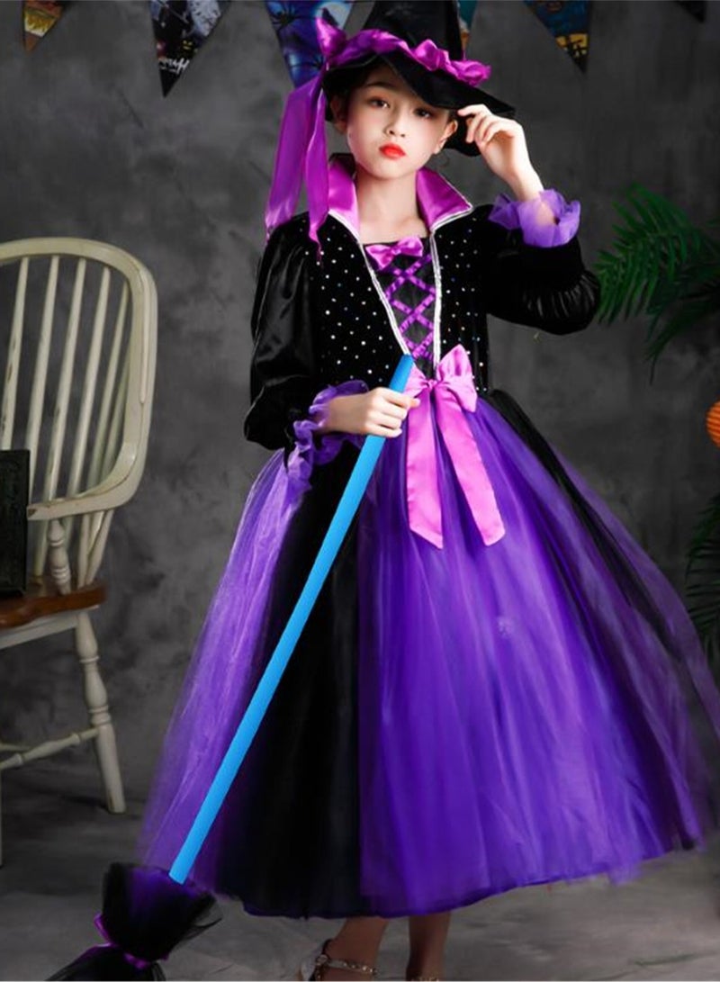 Loquat Children's costumes Cos costumes girls magician classic witch witch princess long skirt costumes - Image 4