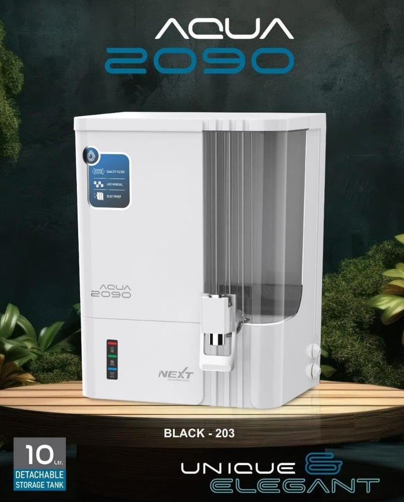 Aqua 2090 RO Water Purifier with RO Active Copper Alkaline filter gives pure Mineral water 7 Stage Purification Storage tank 10 Ltr 15 Ltr Capacity Per Hr Ultra Violet LED Black  - Image 4