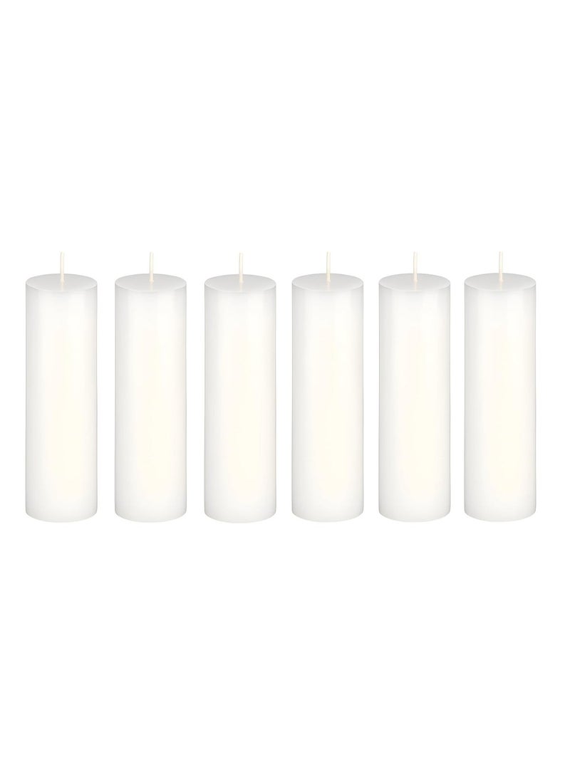 Atorakushon® Smokeless Scented Pack of 6 White Tall Round Pillar Candles for Diwali - Image 1