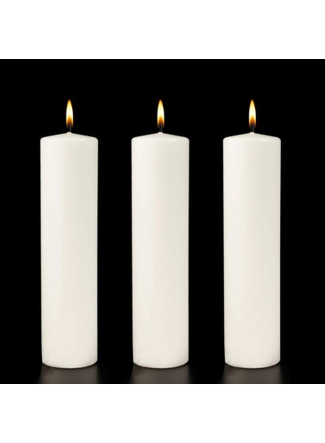 Atorakushon® Smokeless Scented Pack of 6 White Tall Round Pillar Candles for Diwali - Image 3