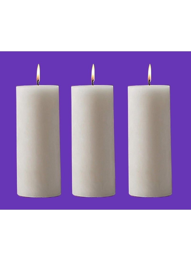 Atorakushon® Smokeless Scented Pack of 6 White Tall Round Pillar Candles for Diwali - Image 4