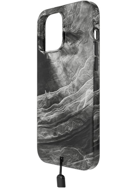 Carve Marble for iPhone 15 Pro MAX Case Cover compatible with MagSafe with Lanyard - Black/White