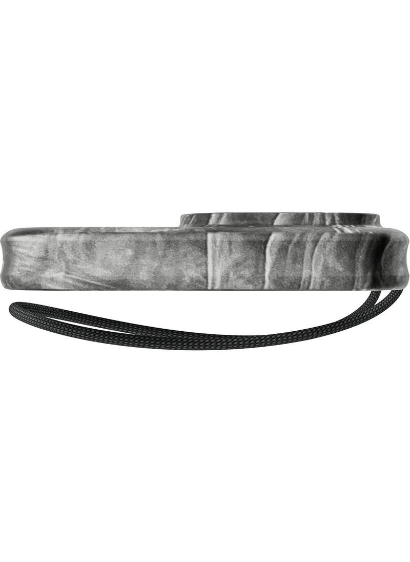 Bodyguardz - Carve Marble for iPhone 15 Pro MAX Case Cover compatible with MagSafe with Lanyard - Black/White - Image 1