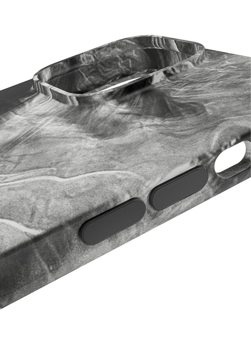 Bodyguardz - Carve Marble for iPhone 15 Pro MAX Case Cover compatible with MagSafe with Lanyard - Black/White - Image 1