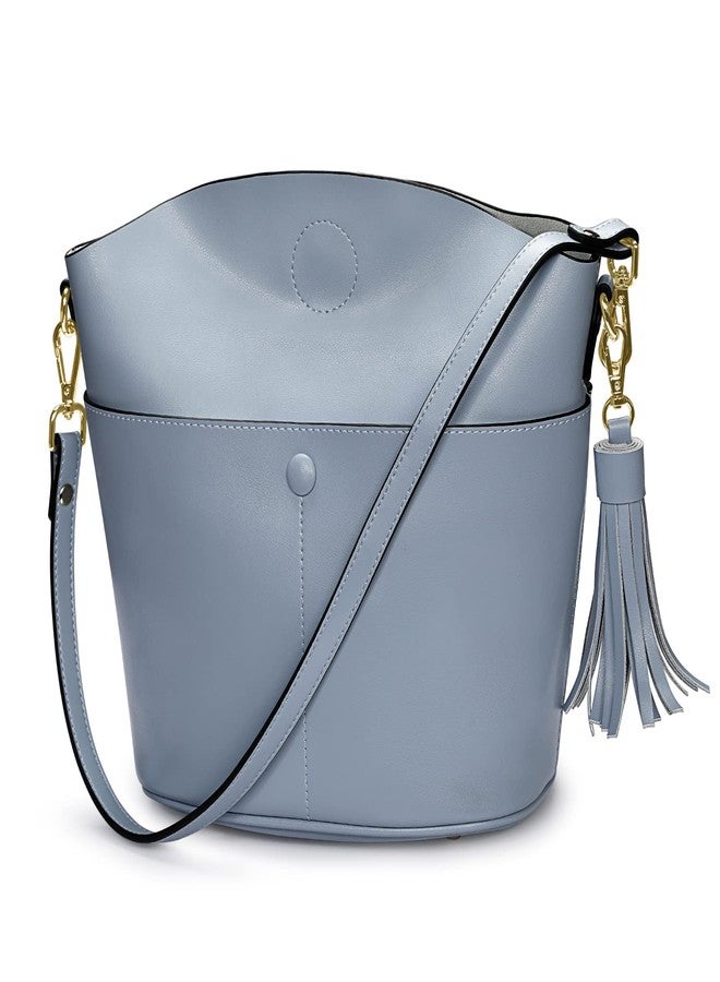 S-ZONE Women Small Cow Split Genuine Leather Crossbody Bucket Bag Shoulder Purse Handbag - Image 1