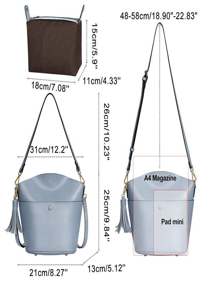 S-ZONE Women Small Cow Split Genuine Leather Crossbody Bucket Bag Shoulder Purse Handbag - Image 5