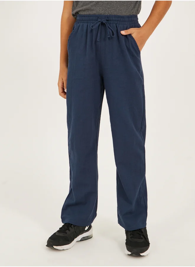 ستايلي Styli Solid Drawstring Waist Relaxed Pants