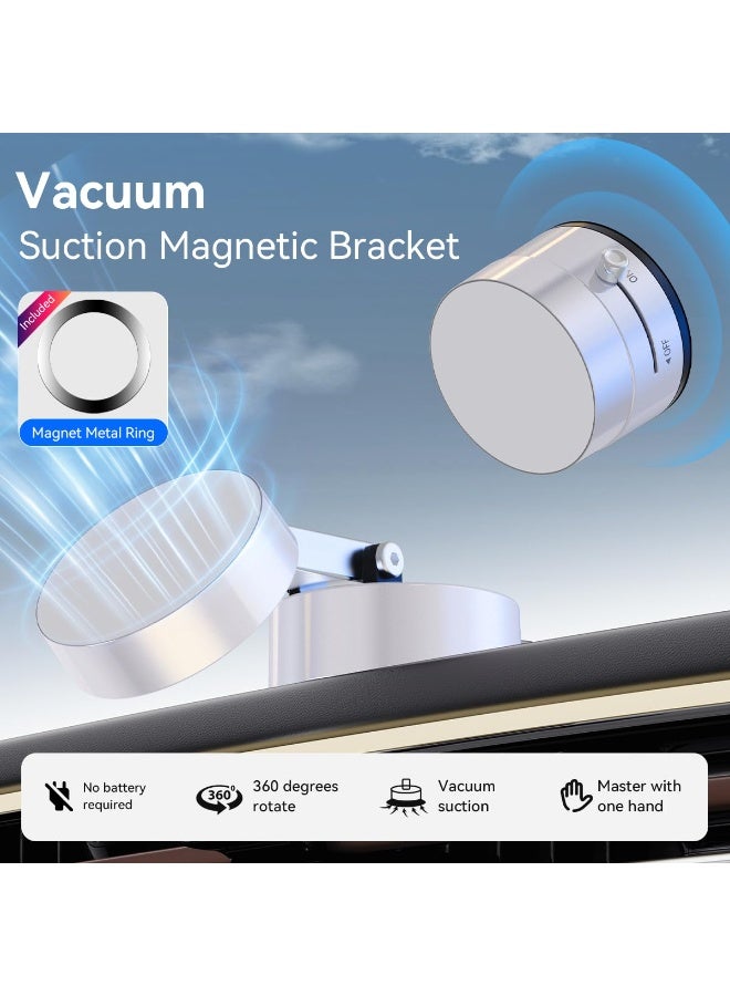 Mijioceon Foldable Magnetic Vacuum Phone Holder, 360° Electric Suction Car Mount, Double-Sided Swivel Stand for Car, Mirror, Gym, Kitchen, Hands-Free Portable Phone Holder - Image 2