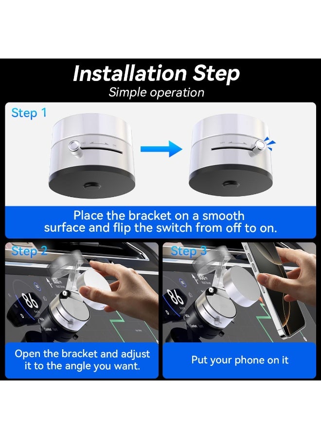 Mijioceon Foldable Magnetic Vacuum Phone Holder, 360° Electric Suction Car Mount, Double-Sided Swivel Stand for Car, Mirror, Gym, Kitchen, Hands-Free Portable Phone Holder - Image 4