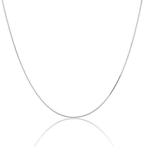 Designer Sterling Silver DSS 925 Sterling Silver Necklace for Women, Box Chain 1mm, Lobster Claw Clasps, Sterling Silver Chain, Italian Jewelry for Women, 22in - Image 2