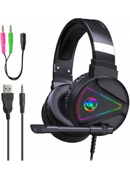 Coofbe - RGB Lighted On-Ear Gaming Headset with Microphone, 2.1 Meter Headset with 3.5mm and USB Port - Image 1