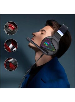 Coofbe RGB Lighted On-Ear Gaming Headset with Microphone, 2.1 Meter Headset with 3.5mm and USB Port  - Image 2