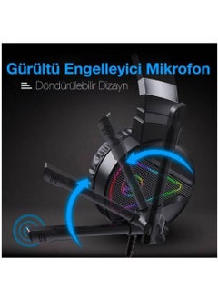 Coofbe RGB Lighted On-Ear Gaming Headset with Microphone, 2.1 Meter Headset with 3.5mm and USB Port  - Image 4