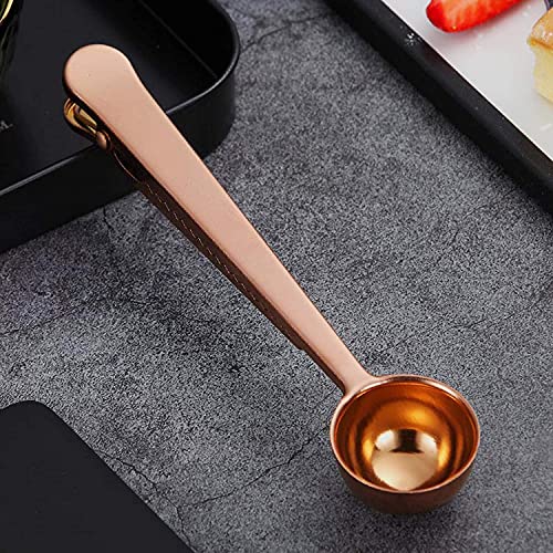 UPKARANWALE Coffee Scoop Clip, Stainless Steel Coffe Measuring Spoon with Sealing Clips (Copper, Set of 1) - Image 3