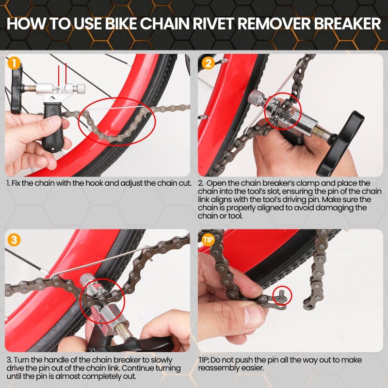 Oumers Bike Chain Repair Tools Set, Bicycle Chain Break Tool, Master Link Pliers, Bike Wear Checker Indicator Opener Closer Remover Pliers - Image 3