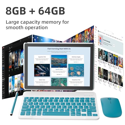 ZZB 10 inch Tablet Android 15 Tablets PC Set 2 in 1 Tablet with Keyboard Case Mouse Stylus 8GB RAM+64GB ROM 1TB Expansion Tableta Computer 10.1" IPS Screen 2MP+8MP Dual Camera 6000 mAh battery WiFi BT Tab - Image 5