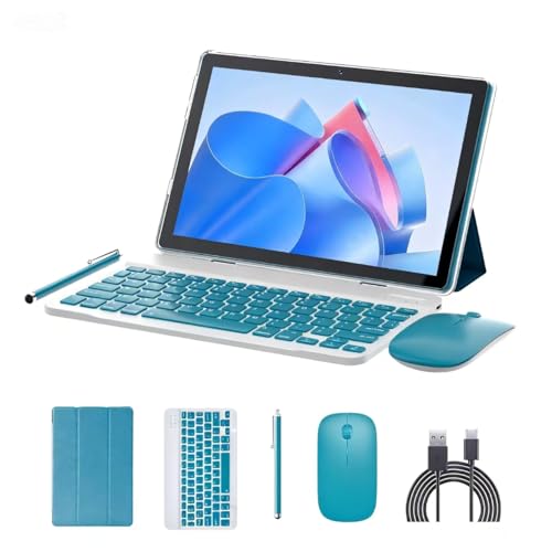 ZZB 10 inch Tablet Android 15 Tablets PC Set 2 in 1 Tablet with Keyboard Case Mouse Stylus 8GB RAM+64GB ROM 1TB Expansion Tableta Computer 10.1" IPS Screen 2MP+8MP Dual Camera 6000 mAh battery WiFi BT Tab - Image 1