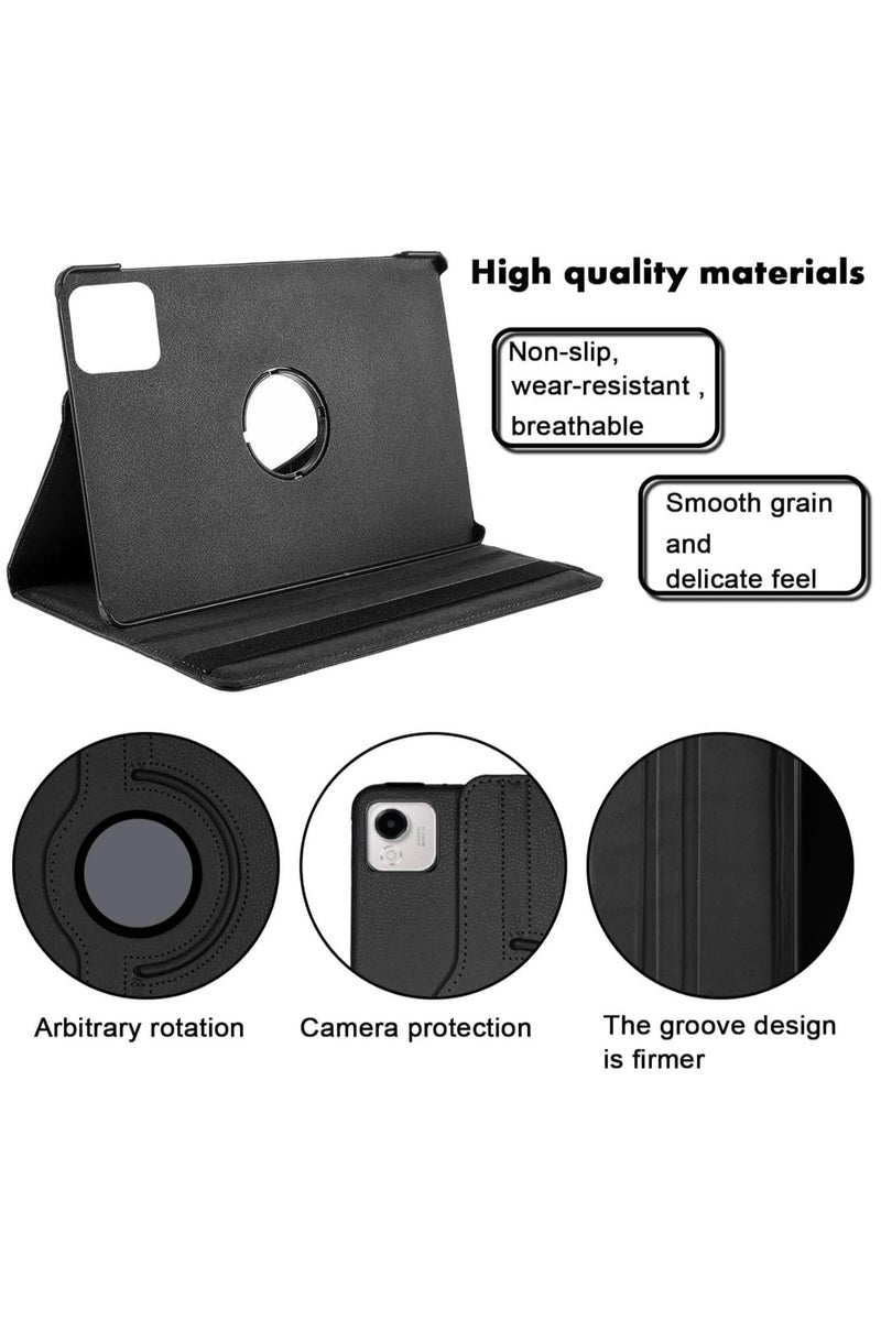 VKL Case Compatible with Honor Pad X9A/Honor Pad X9 Pro Case (11.5" 2025 release) Multifunctional Leather Cover Swivel Unique Stand Anti-Fall Auto Sleep/Wake (Black) - Image 3