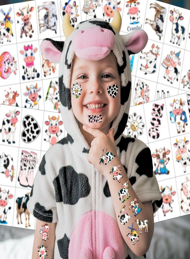 Backtopeia Cow Temporary Tattoos | Cute Cow Birthday Party Decorations Stickers Party Favors Supplies Accessories Décor Gift Idea For Kids Boy Girl Teen Adult 60Pcs 4 Sheets Pre-cut - Image 3