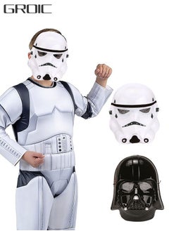 GROIC قناعان من Star Wars Theme Mask Darth Vader من Star Wars White Soldier Clone Soldier Mask للأطفال للعب الأدوار والتنكر  - Image 1