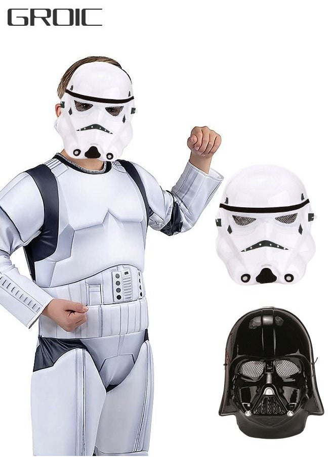 GROIC 2 PCS Star Wars Theme mask Darth Vader Mask Star War White Soldier Clone Soldier Mask Kids Role-Play & Costume Dress Up Collectible  - Image 1