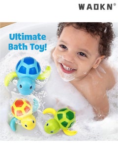 WAOKN Bath Toys for Toddlers Age1-5 Years Old,Pool Toys for Kids,Baby Funny Wind Up Swimming Turtle Bath Toy,Cute Floating Bathtub Water Toys,Gift for Preschool Child Boys Girls  - Image 2