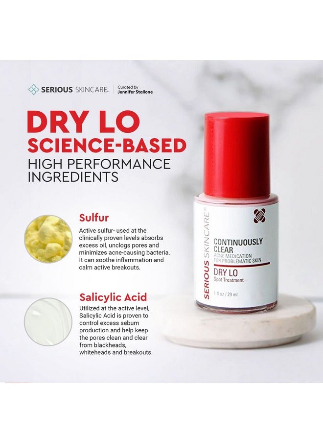 Serious Skincare - Erious Skincare Continuously Clear Dry Lo Spot Treatment Duo Acne Blemish Drying Lotion With Sulfur & Salicylic Acid Congested Pores Blackheads Whiteheads Overnight 1Oz. (2Pack) - Image 1