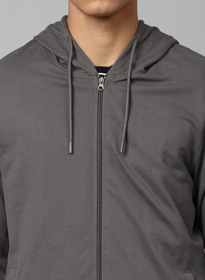 Dennis Lingo Regular Fit Solid Hooded Sweatshirt by Styli