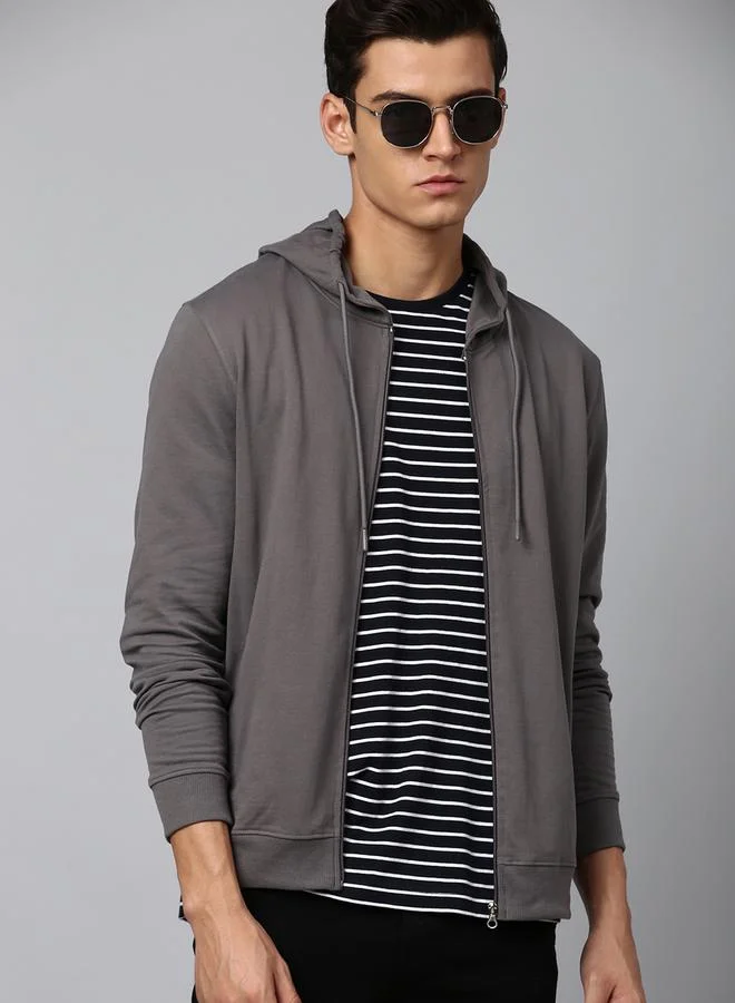 Dennis Lingo Regular Fit Solid Hooded Sweatshirt by Styli