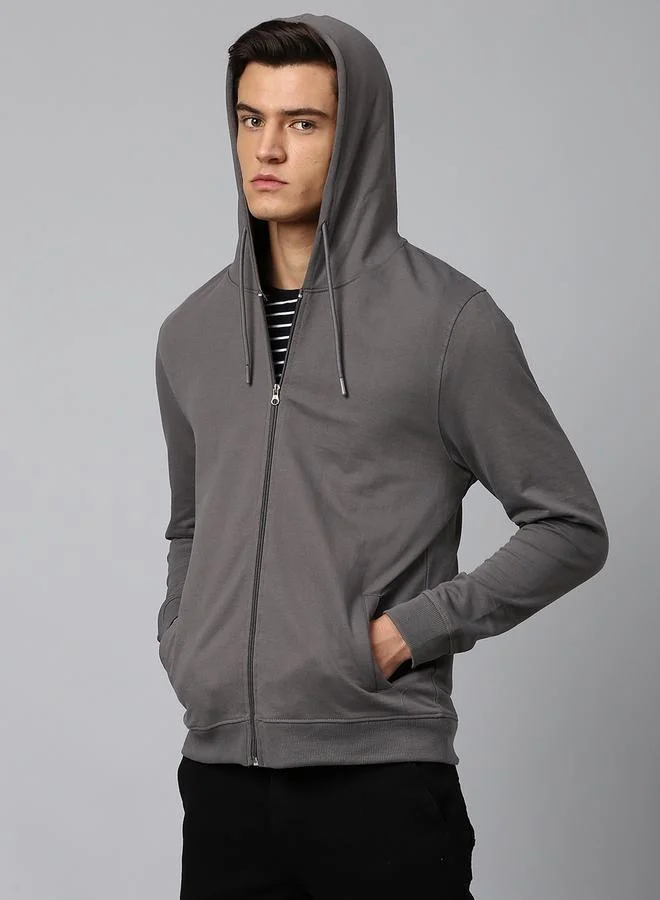 Dennis Lingo Regular Fit Solid Hooded Sweatshirt by Styli