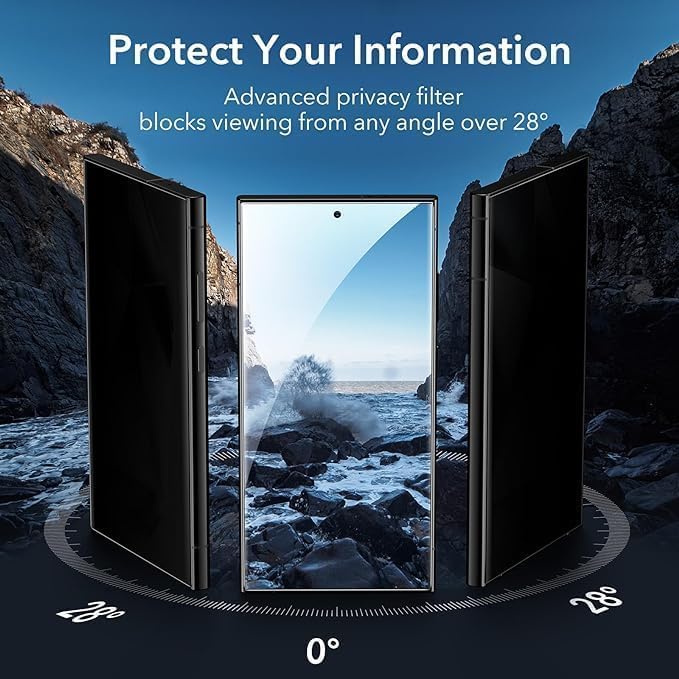 OpenTech ® Privacy Tempered Glass Screen Protector Compatible for Samsung Galaxy S24 Ultra with Edge to Edge Coverage and Easy Installation kit - Image 3