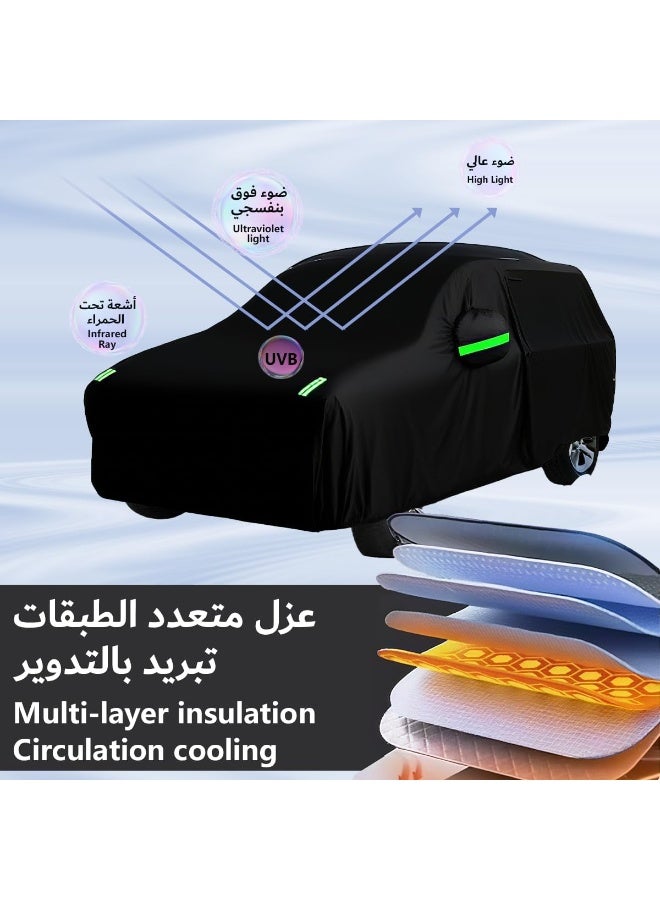 BUPY Full Car Cover Dirtproof, SUV Car Cover Waterproof All-Weather Rain Snow UV Sun Hail Protector for Sedan, Automotive Accessories Scratch Resistant, Breathable Outdoor Cover (480 - 520 cm, SUV, Black) - Image 3