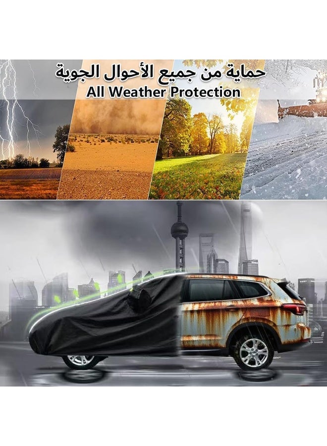 BUPY Full Car Cover Dirtproof, SUV Car Cover Waterproof All-Weather Rain Snow UV Sun Hail Protector for Sedan, Automotive Accessories Scratch Resistant, Breathable Outdoor Cover (480 - 520 cm, SUV, Black) - Image 4