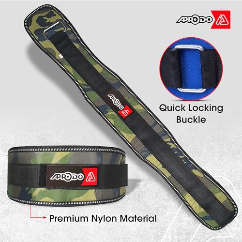 Aprodo Unisex 6’’ inch Wide Nylon Eva Waist Support Belt Sport Pressurized Weightlifting Bodybuilding Fitness Squatting Training Lumbar Back Supporting Safety Belt (Small 28'' - 32'', Camouflage) - Image 2