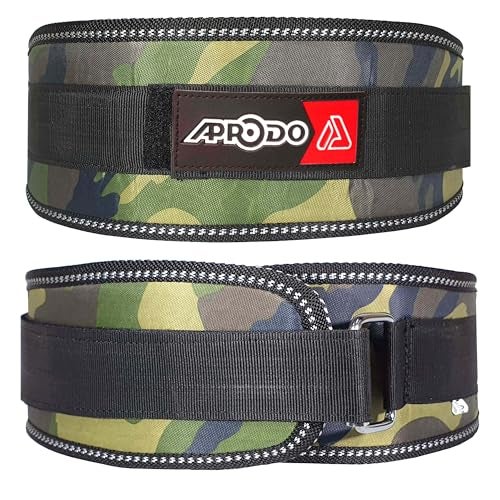 Aprodo Unisex 6’’ inch Wide Nylon Eva Waist Support Belt Sport Pressurized Weightlifting Bodybuilding Fitness Squatting Training Lumbar Back Supporting Safety Belt (Small 28'' - 32'', Camouflage) - Image 1