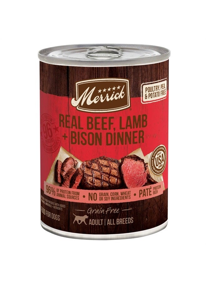 Grain Free Wet Dog Food Real Beef, Lamb & Bison Recipe - 12.7 Ounce (Pack of 12) (Packaging may vary)