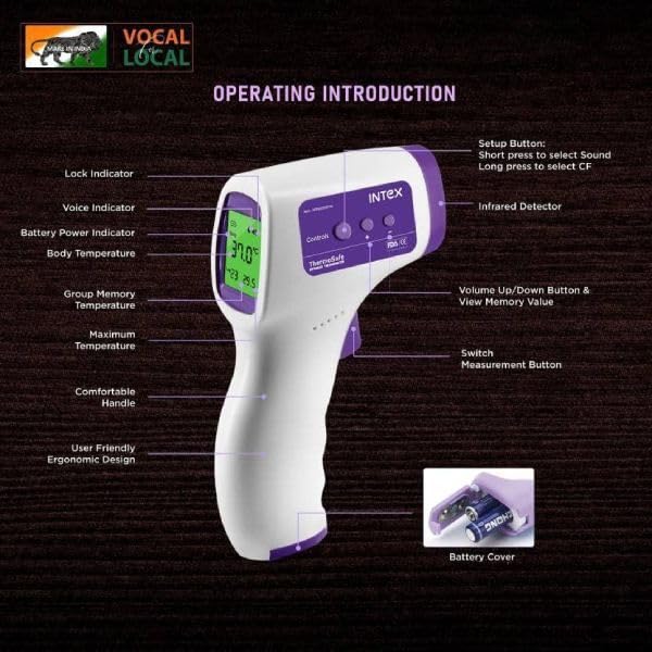 MCP Intex Thermosafe Non-contact FDA Approved Digital Infrared Thermometer Temperature Gun -32°C to 42°C(89.6-109.4℉) with LCD Display - Image 5