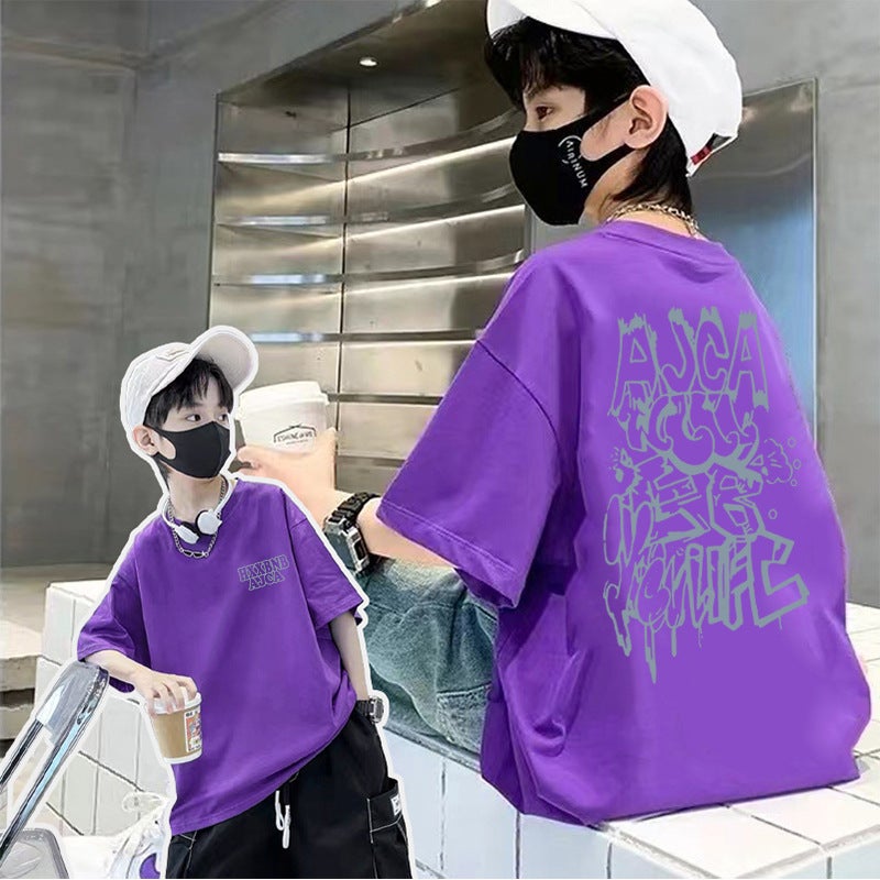 Boys' Short-Sleeved T-Shirt Kidsren'S Summer Top 2026 New Korean Style Boys' Half-Sleeved Bear Cartoon Round Neck Clothes T - Image 1