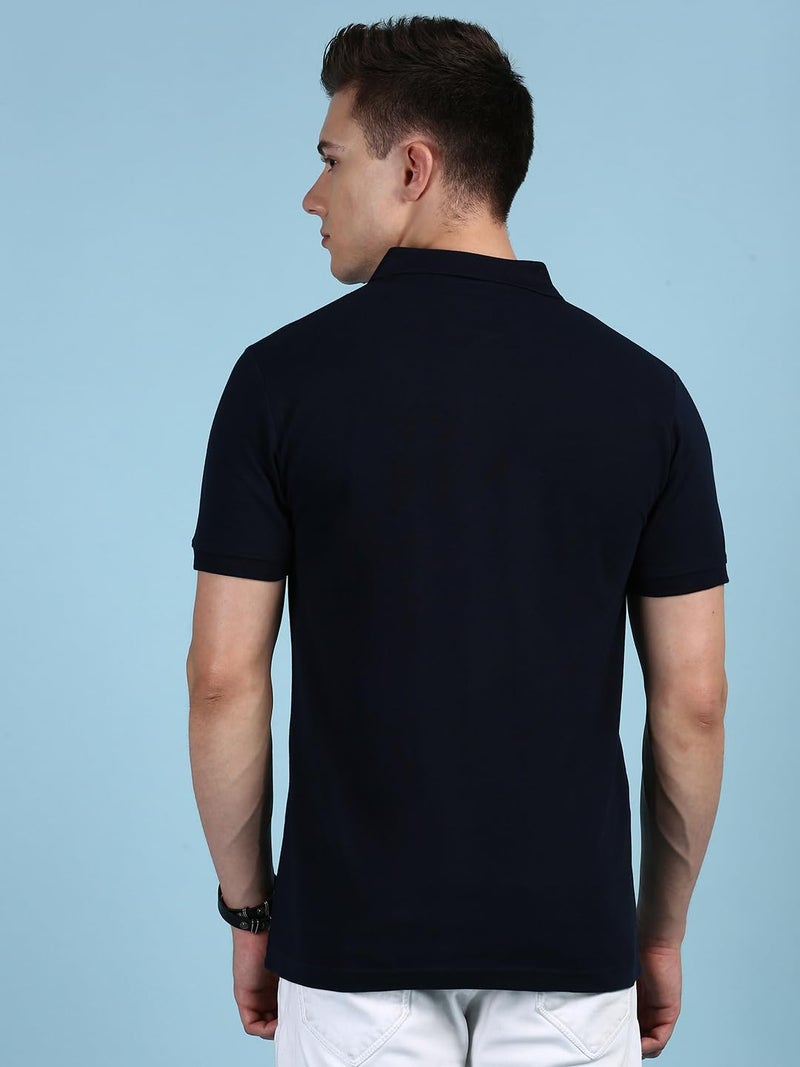 Lux Cozi Men's Half Sleeve Soild Casual T-Shirt with Chest Pocket_COZI_2122_NB_4XL_1PC Navy - Image 4