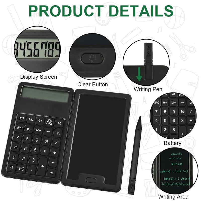 OFFCUP Scientific Calculator, Engineering Scientific Calculator with 5" LCD Writing Tablet and Pen, 12-Digit 2 in 1 Basic Standard Calculator, Portable Folding Calculator for School Office - Image 4