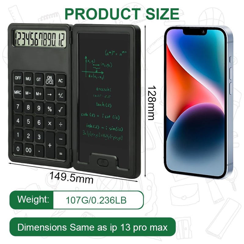 OFFCUP Scientific Calculator, Engineering Scientific Calculator with 5" LCD Writing Tablet and Pen, 12-Digit 2 in 1 Basic Standard Calculator, Portable Folding Calculator for School Office - Image 3