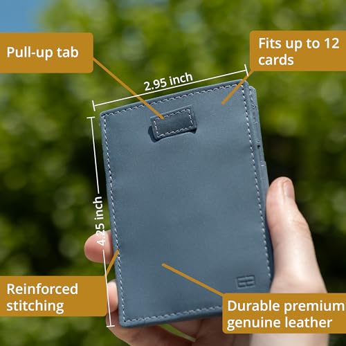 GARZINI Magic Wallet with Pull-Tab, Minimalist Wallet with RFID card holder, Leather Wallet for 12 cards, Carbon Black - Image 3
