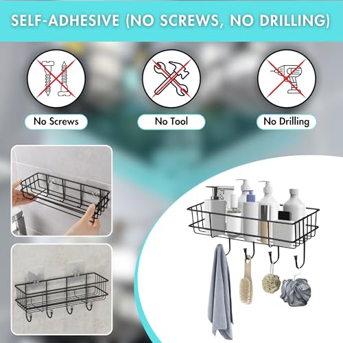 TNT THE NEXT TREND Self Adhesive Metal Square Shelf for Bathroom | No Damage, Drill Free Installation Bathroom Accessories Holder - Image 4