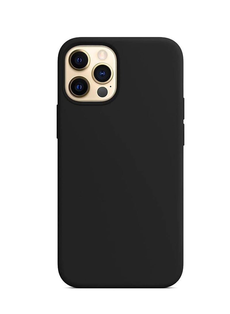 Compatible with iPhone 12 Pro Max (6.7 Inch) Case, Liquid Silicone Case, Full Body Protective Cover, Shockproof, Slim Phone Case, Anti-Scratch Soft Microfiber Lining - Black - Image 1